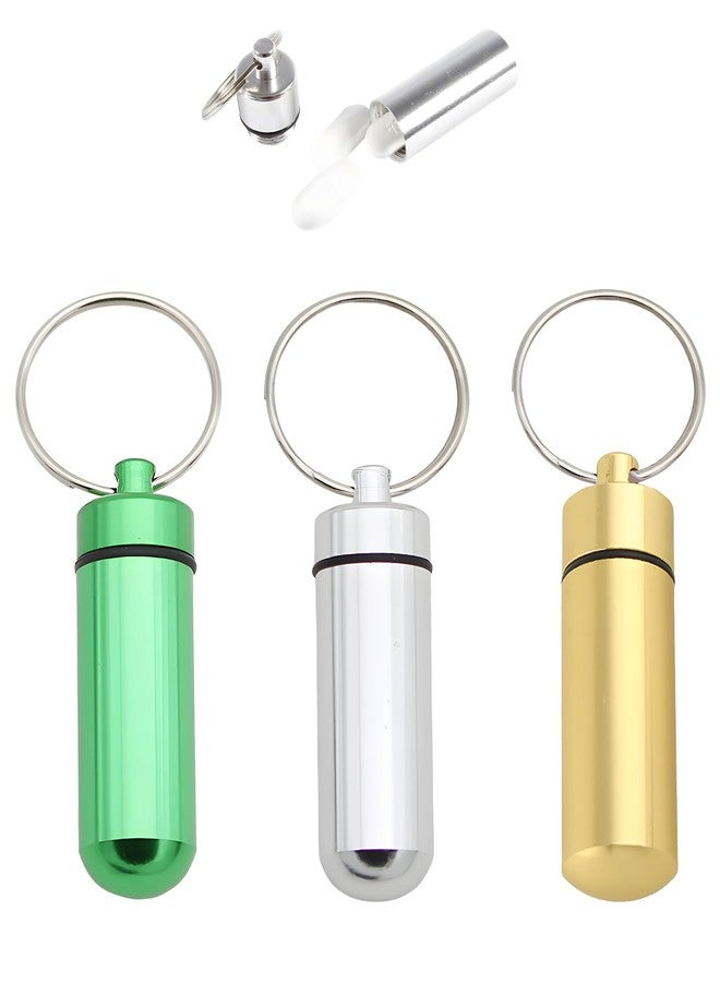 RupeeRise 3PCS Pill Box, Metal Keychain Pill Organizer, Medicine Box for Home, Tablet Box for Medicine, Medicine Storage Box, 4.8 * 1.4cm - Image 1